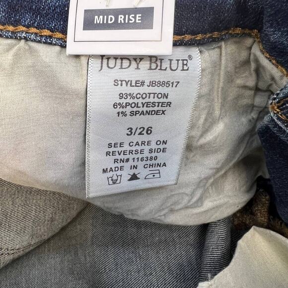 NWT Judy Blue Women's Straight Leg Jeans Size 3/26 Mid Rise Distressed JB88517 - Picture 12 of 16